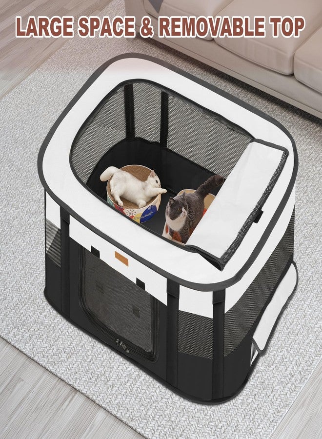 Akinerri Dog Playpen - Foldable Cat Play Pens for Pubby,Kitten, Rabbit,Portable Pet Tent with Carring Bag for Indoor/Outdoor Travel Camping (Black-Small) - Image 5